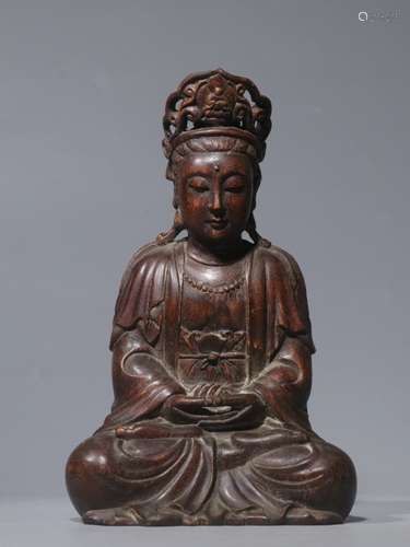 Chinese Chengxiang Wood Carved Guanyin Statue