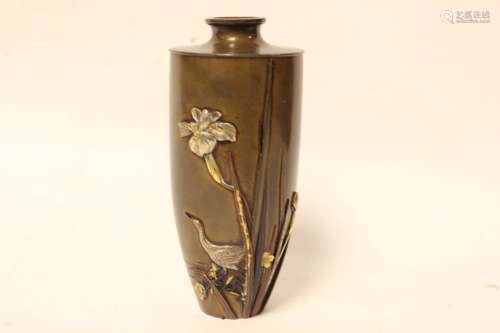 Art-Nouveau Japanese Mixed-Metal Vase, Mark