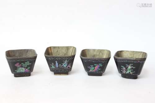 Four Chinese Lacquer Cups