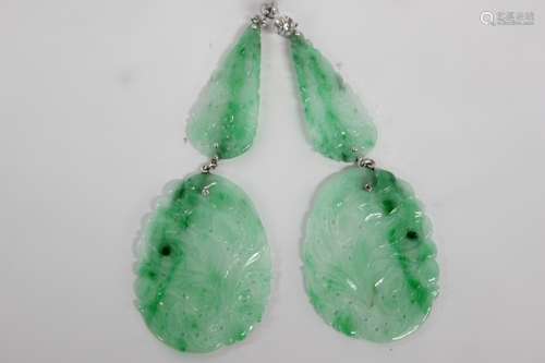 Pair of Green Jadeite Earring,