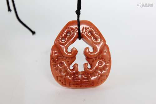 Chinese Coral Carved Pendant