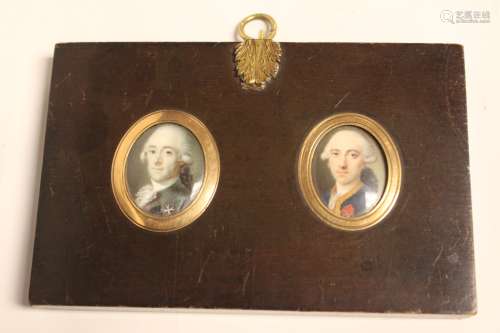 18th.C Miniature Painting w Gold Inlaid Frame