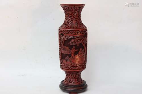 Chinese Red Cinnerbar Vase