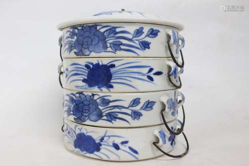 Chinese White&White Porcelain Multiple Layer Box