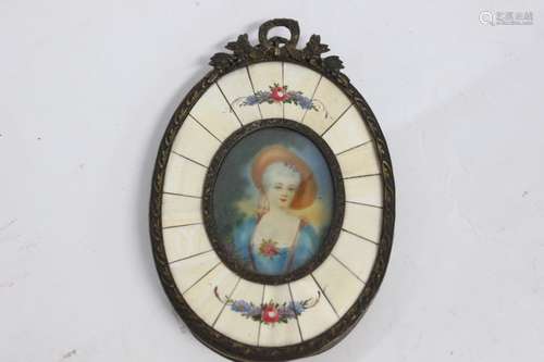 19th.C German Portrait Painting in Framed