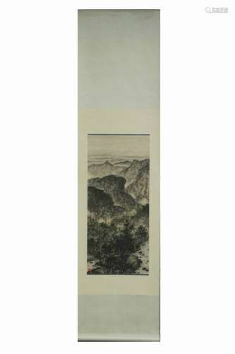 Chinese Ink Color Landscape Painting w Calligraphy