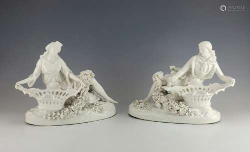 Lrg 19C German Porcelain Pair Figurines