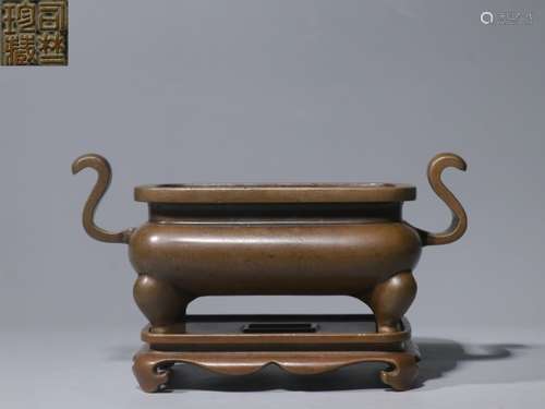 Chinese Gilt Bronze Censer,Mark