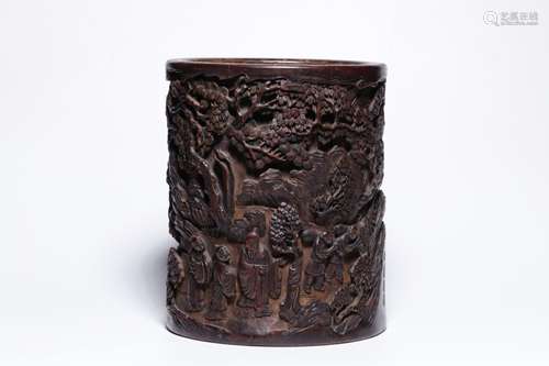 Chinese Bamboo Carved Brushpot,Mark