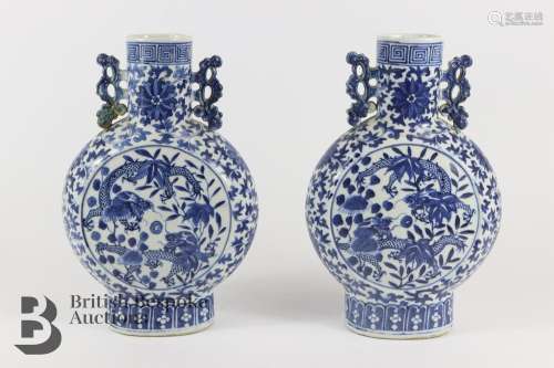 Pair of 19th Century Porcelain Moon Vases