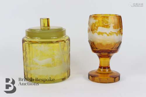 Bohemian Amber Glass Goblet
