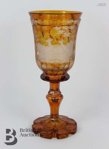 Bohemian Amber Glass Goblet