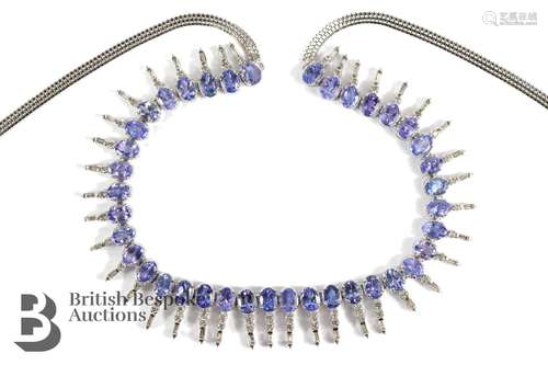 14ct White Gold Tanzanite Half Collar Necklace