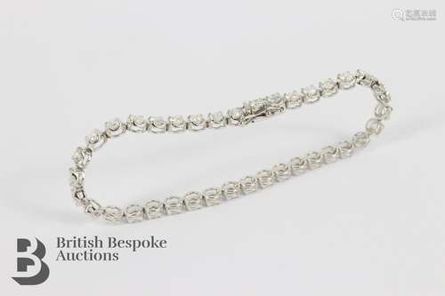 18ct White Gold Diamond Line Bracelet