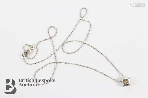 18ct White Gold Solitaire Diamond Pendant and Chain
