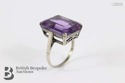 Art Deco Silver and Amethyst Dress Ring