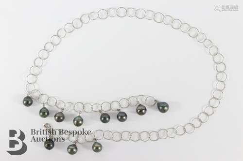 Tahitian Pearl and Silver Necklace