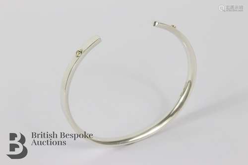 Silver and Diamond Bangle