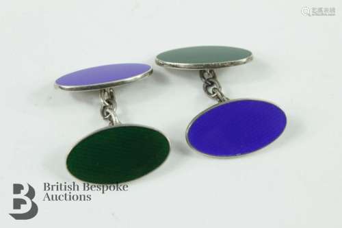 Pair of Silver and Enamel Cufflinks