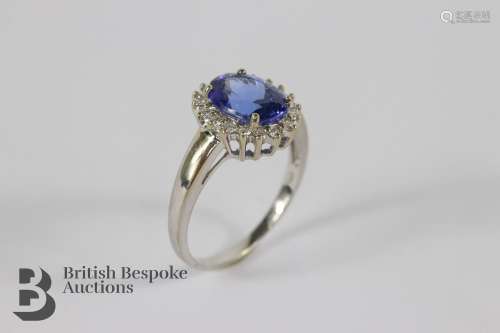 18ct White Gold Tanzanite Diamond Ring