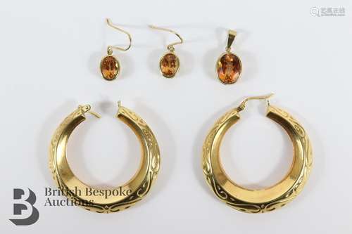 Pair of 9ct Gold Sapphire Earrings