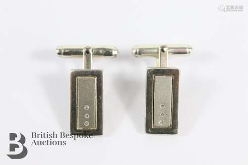 Gentlemans Silver and Diamond Set Cufflinks