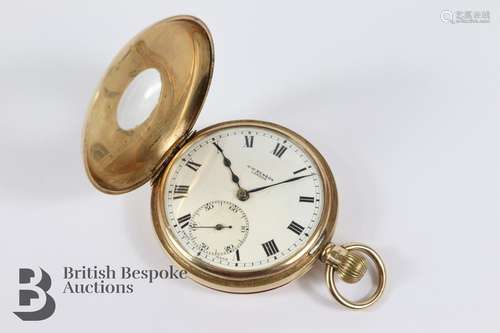 J W Benson 9ct Gold Half Hunter Pocket Watch