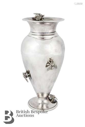 Thistle and Bee Silver Vase