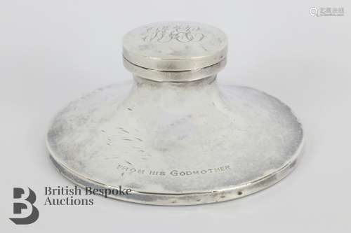 George V Silver Travelling Inkwell