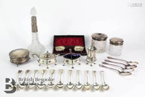 Silver Cruet Set and Teaspoons