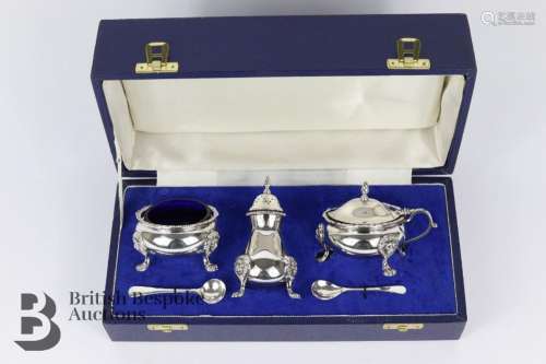 Silver Three Piece Condiment Set