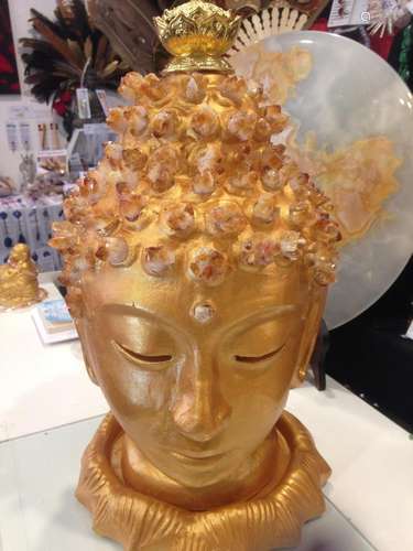 Citrine Gold Buddha Head statue