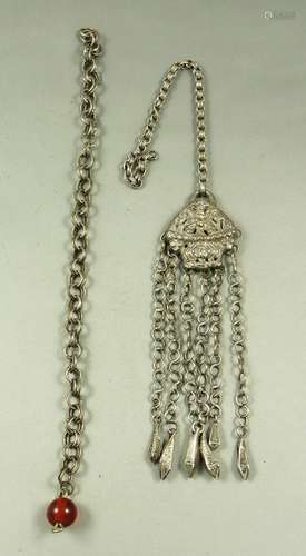 Pair of old Chinese silver pendants, Asian Ethnic silver, Et...