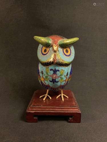 Vintage Chinese Cloisonne Owl