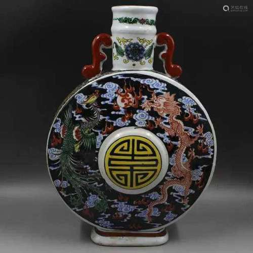 Qing dynasty Kangxi  Style Famille rose fencai Porcelain Moo...