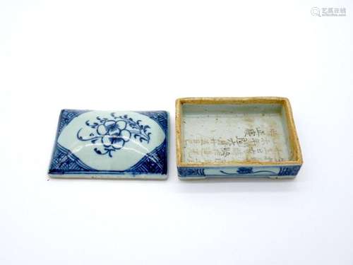 Qing Dynasty Blue & White Ink Box