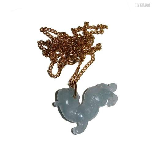 Jade Lion Necklace - Carved Jade carving Jewelry Chinese  Ja...