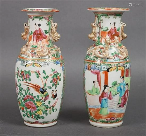 Pair of Chinese Export Rose Medallion vases