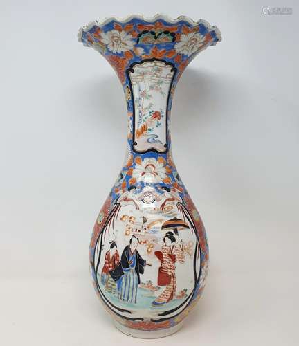 A Japanese vase, decorated in an Imari palette, with a centr...