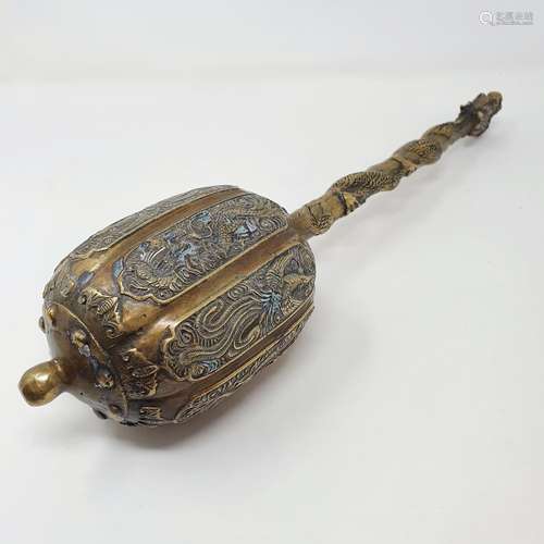 A Chinese ceremonial mace, decorated dragons, 40 cm 20th cen...