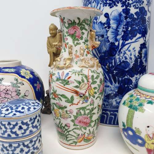 A Chinese famille rose vase, decorated birds, flowers and in...