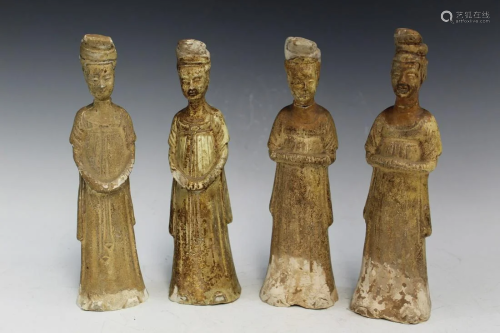 Four Chinese Tang Dynasty Pottery Figures.