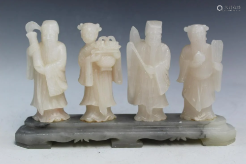 Chinese Carved Soapstone Figures of Four Immortals