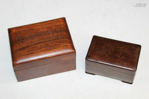 Two Chinese Hardwood Boxes