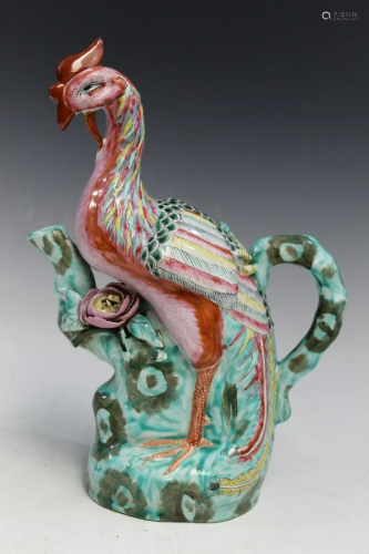 Chinese Famille Rose Porcelain Phoenix Teapot