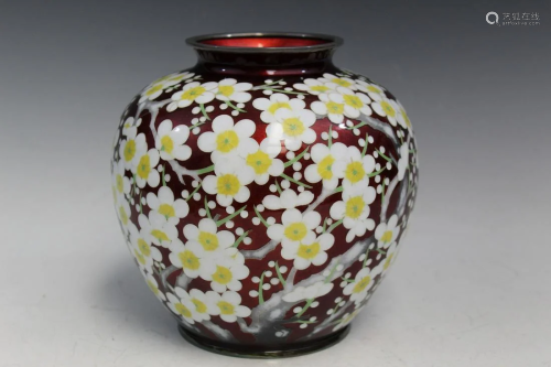 Japanese Silver Cloisonne Jar by Ando Jubei