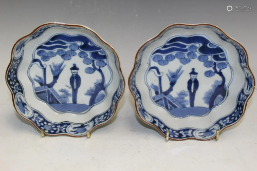 Two Japanese Blue and White Porcelain Bowls