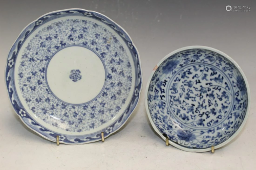 Two Japanese Blue and White Porcelain Dishes