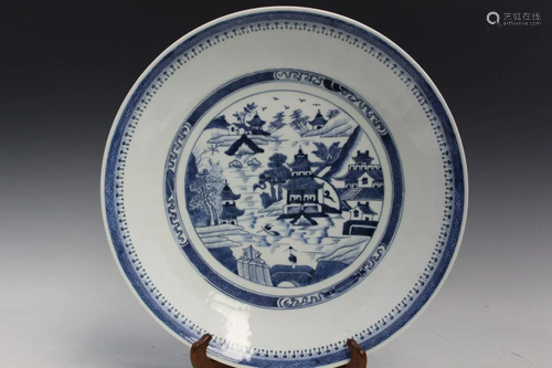 Chinese Canton Style Blue and White Charger