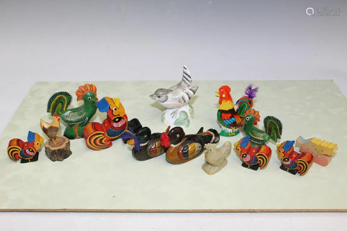 Group of Bird and Chicken Figurines